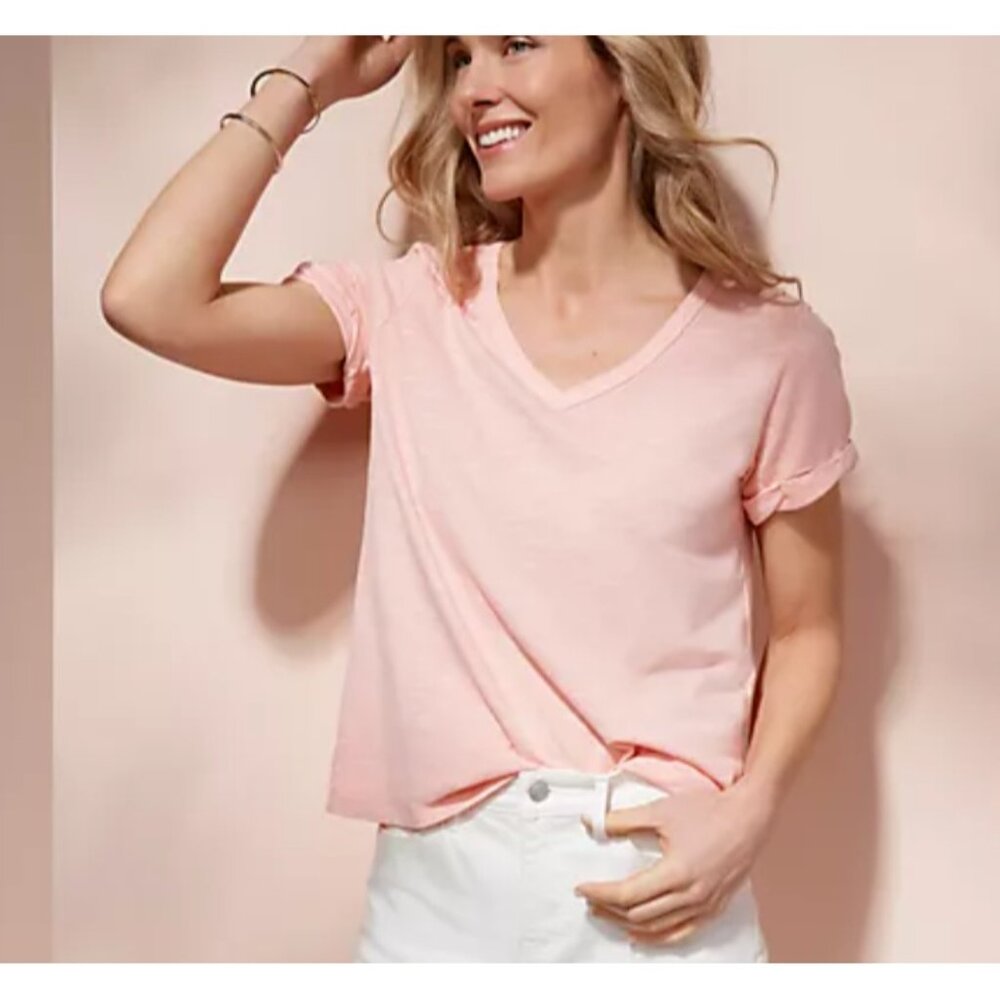 Candace Cameron Bure Women Top ~ Sz XXS The Sunkissed Garment Dyed Pink A396315 - Picture 6 of 6